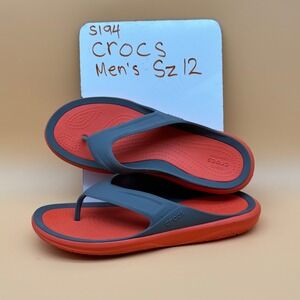 Crocs Mens Size‎ 12 Flip Flops Thong Sandals Orange Gray Comfort